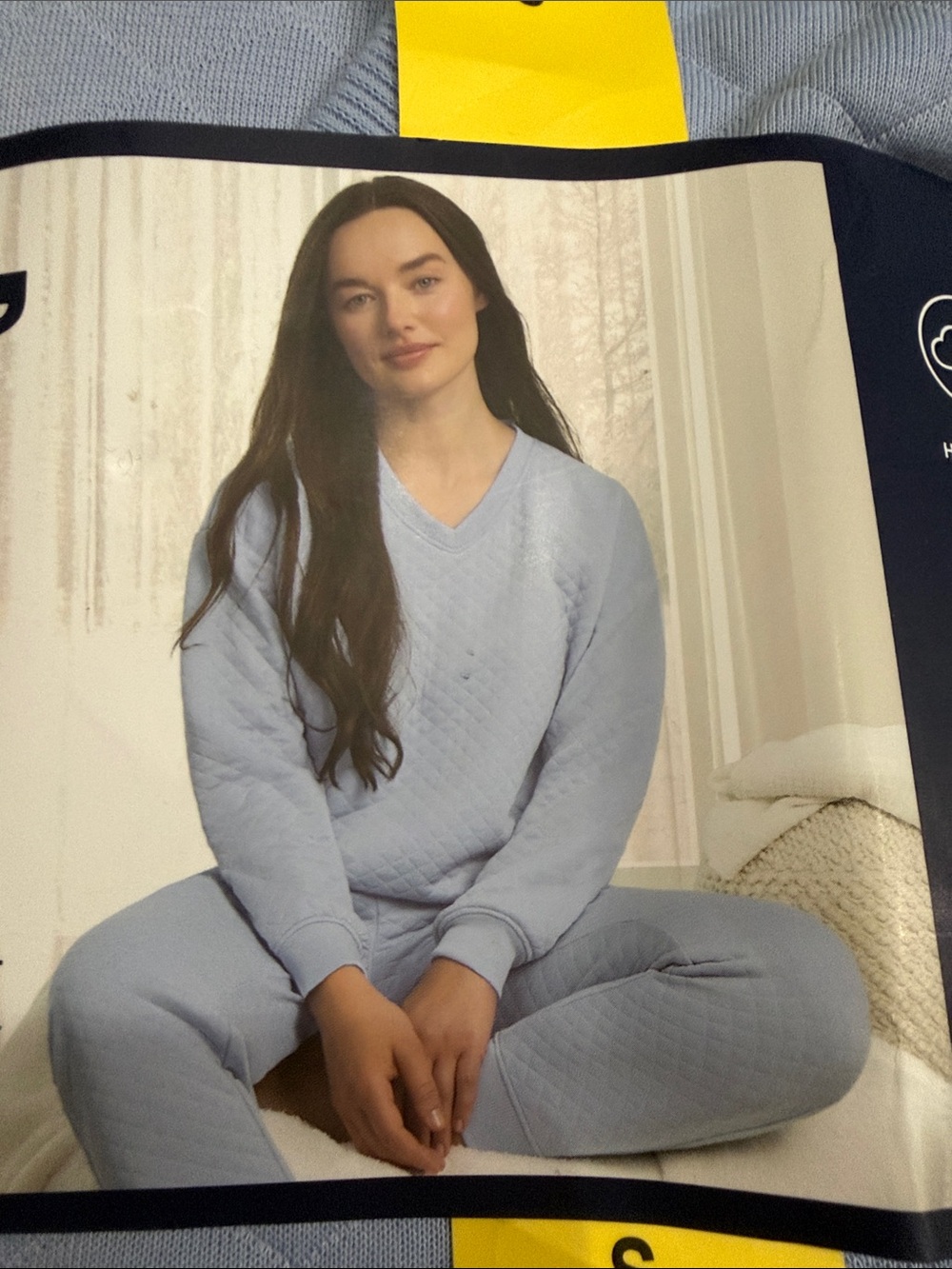 Lands' End NEW Light Blue Quilted V-Neck Lounge Set size small